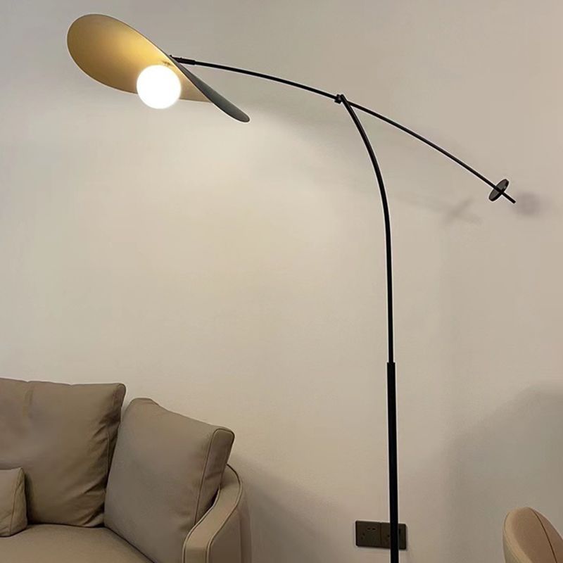 Modern black floor lamp, Carins model, in living room