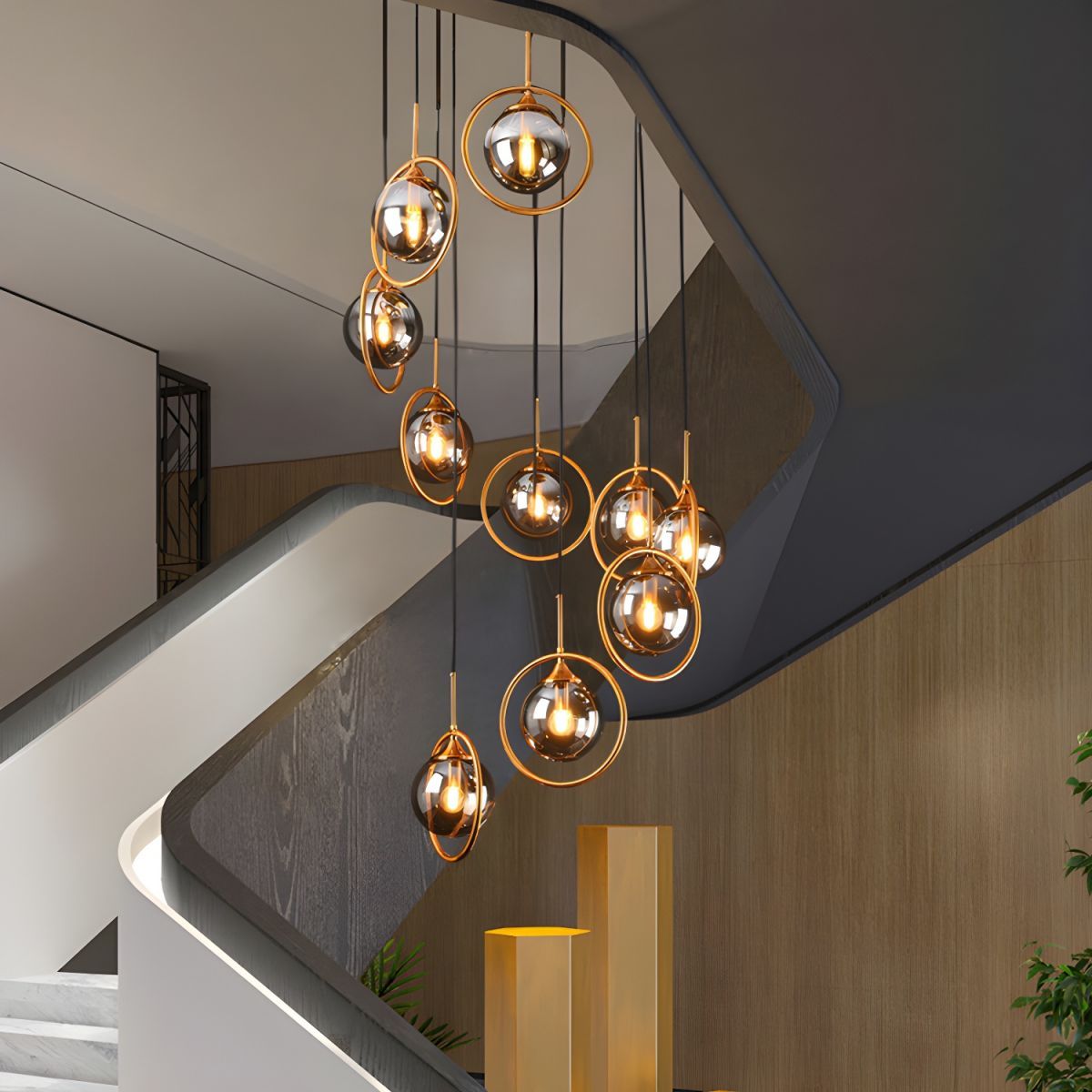 Modern Hailie Chandelier over Staircase