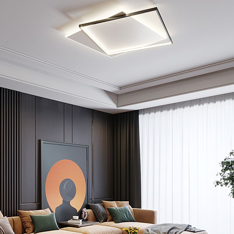 Quinn Modern Duo-Square Ceiling Light in a Living Room
