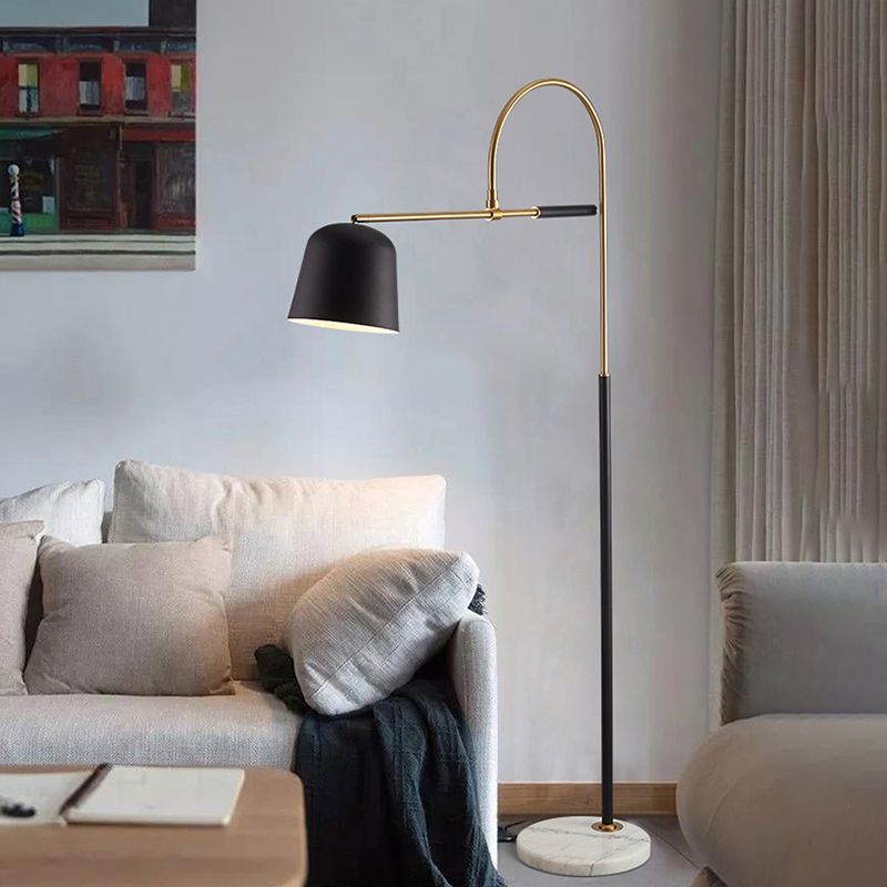 Salgado Modern Arc Bowl Metal Floor Lamp in living room