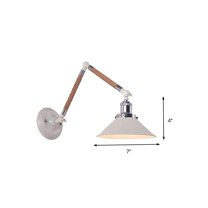 Carins Wall Lamp with Adjustable Arm and Rope Accents