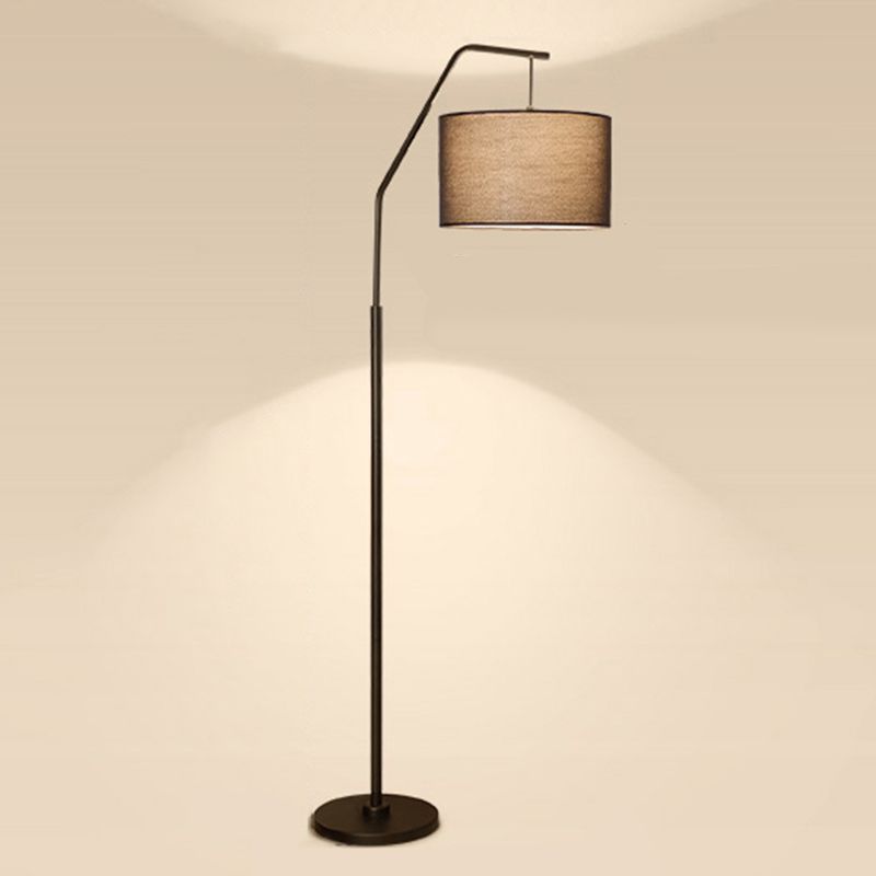 Eryn cylinder floor lamp: modern design with fabric shade.