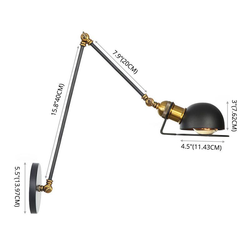 Brady Wall Lamp dimensions: minimalist metal adjustable lamp