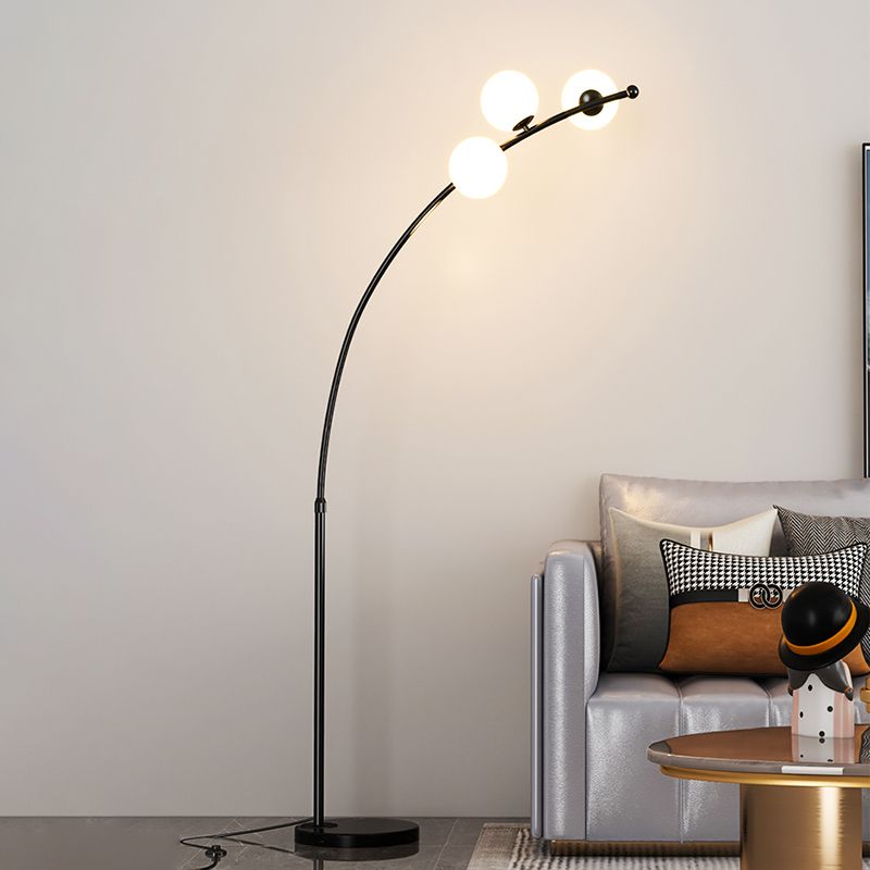 Modern Arc Floor Lamp with Bubble Glass Shades Valentina Modern Arc Multi Head Bubble Floor Lamp