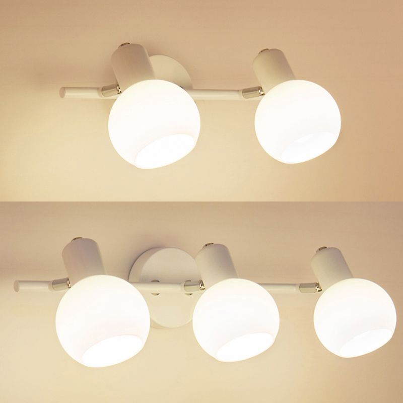 Valentina Wall Lamp, four sphere lights, white finish, Modern design