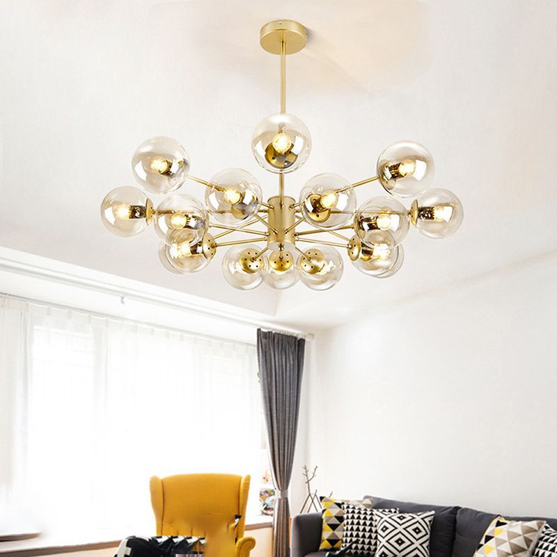 Gold Valentina Pendant Light with Glass Shades in Living Room