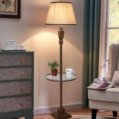 Khaki Eryn Floor Lamp with Tray, Living Room Lighting