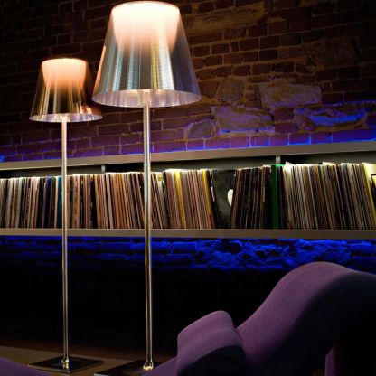 Eryn Dome Floor Lamps: Modern metal lighting for living room and listening space.