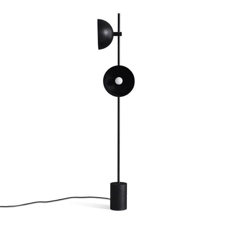 Modern black metal floor lamp with double lights