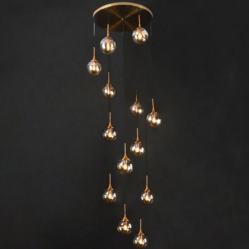 Modern Hailie spiral ball glass chandelier lighting fixture