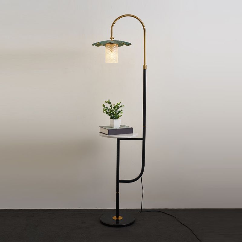 Carins Retro Lotus Floor Lamp with Shelf