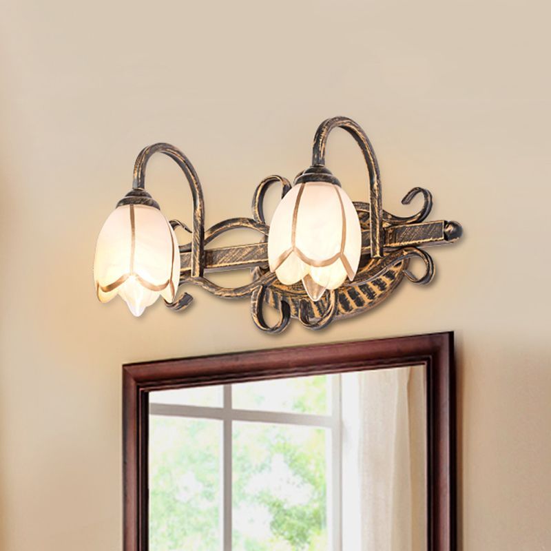 Félicie Antique Brass Wall Lamp with Flower Design