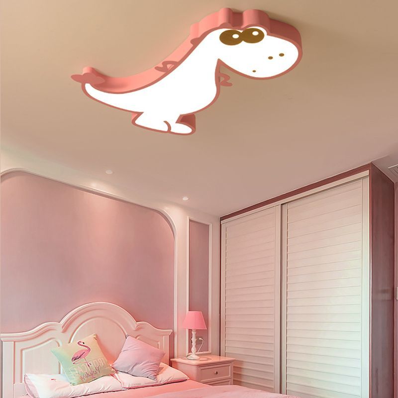 Pink dragon ceiling light in a pink bedroom, Freja Modern Flush Mount