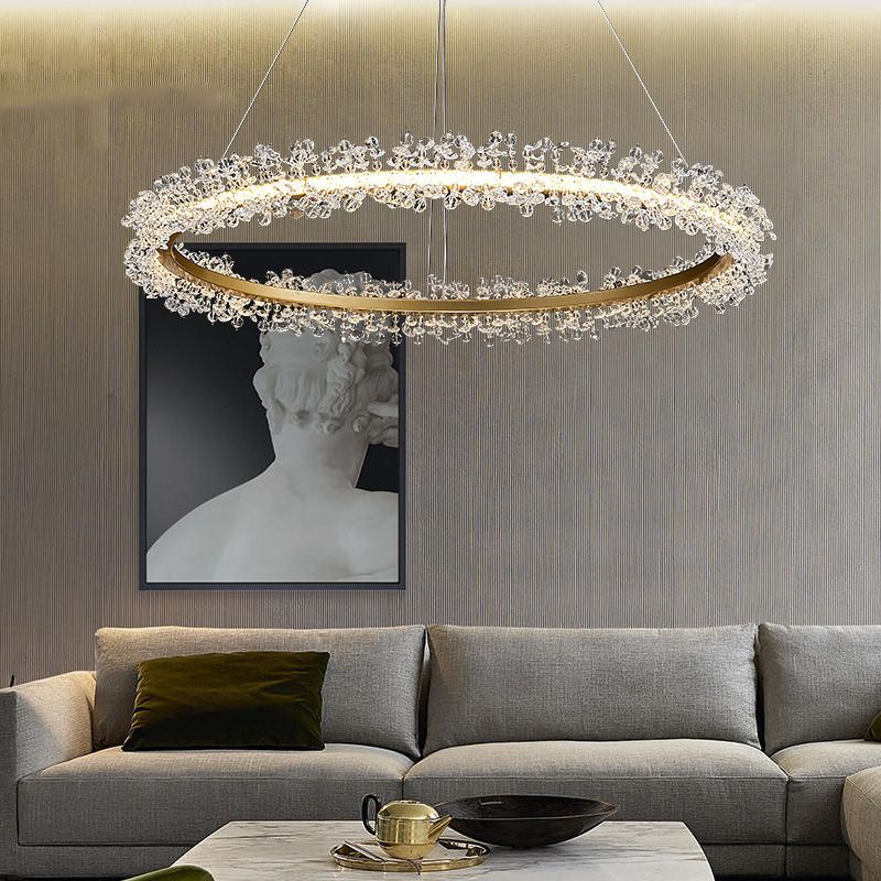 Luxury Kristy ring pendant light in living room