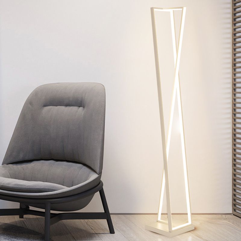 Edge Linear Triangle Floor Lamp in bedroom setting