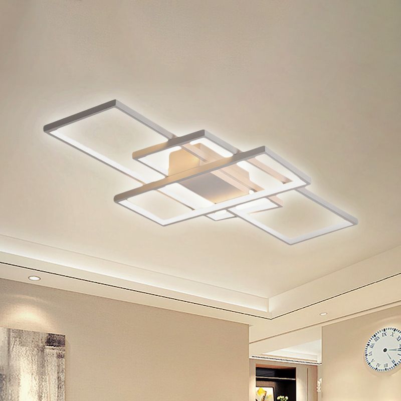 White Bouvet rectangular ceiling light. Modern flush mount lighting