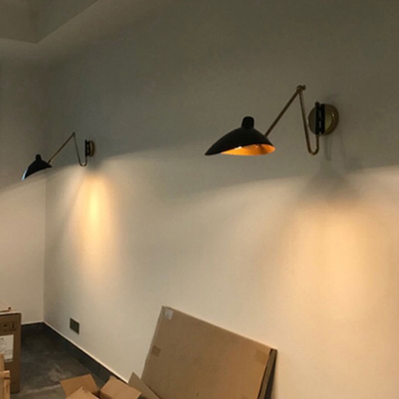 Black Industrial Swing Arm Wall Lamps by Las Sola