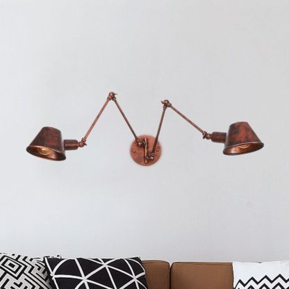 Rust Brady Wall Lamp - Vintage Adjustable Metal Lighting