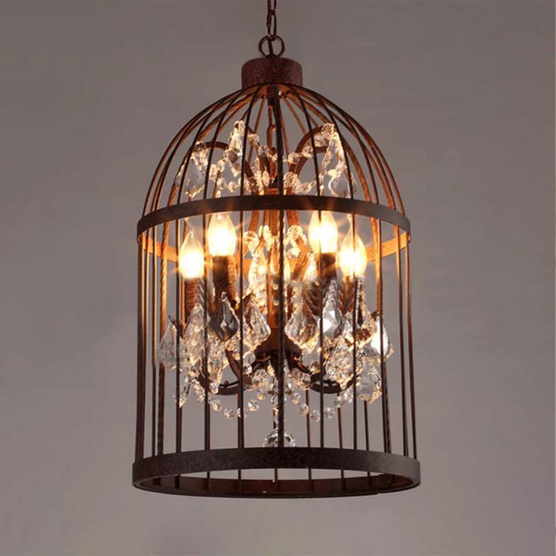 Cooley Designer Industrial Vintage Birdcage Pendant Light with crystal accents