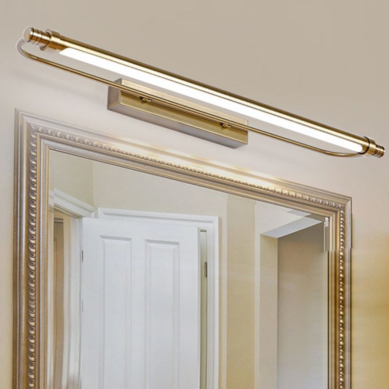 Leigh modern gold LED vanity light over mirror