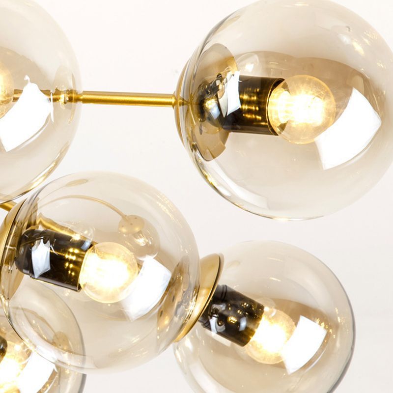 Close-up: Valentina gold glass shade pendant light detail