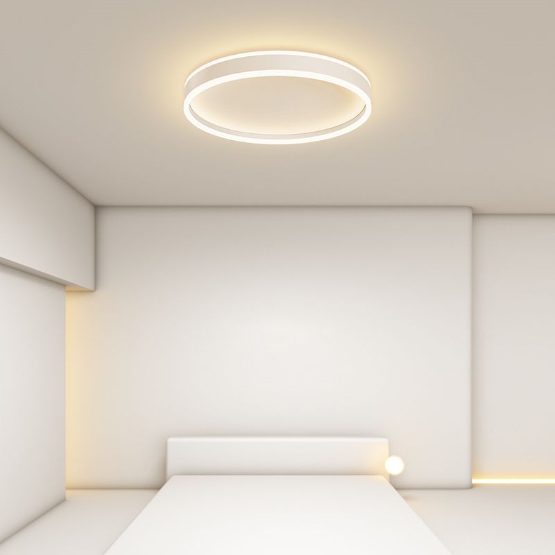 Quinn Round LED Ceiling Light in Bedroom, Modern White Lighting