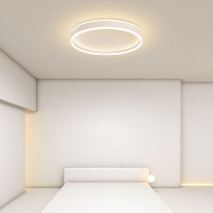 Quinn Round LED Ceiling Light in Bedroom, Modern White Lighting
