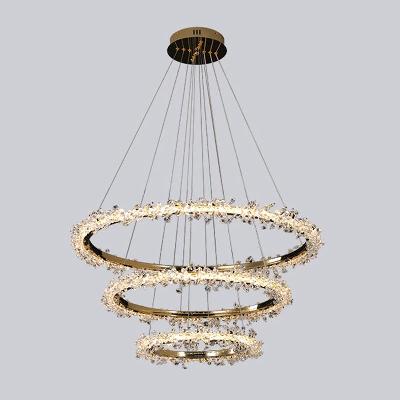 Elegant crystal ring pendant light, Kristy style, modern design