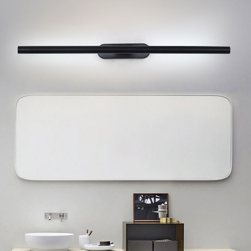 Black Edge Tube Mirror Front Vanity Wall Lamp above a mirror