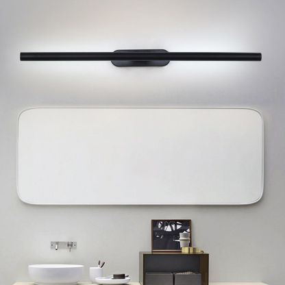 Black Edge Tube Mirror Front Vanity Wall Lamp above a mirror