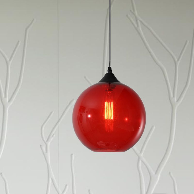 Hailie Red Glass Globe Pendant Light