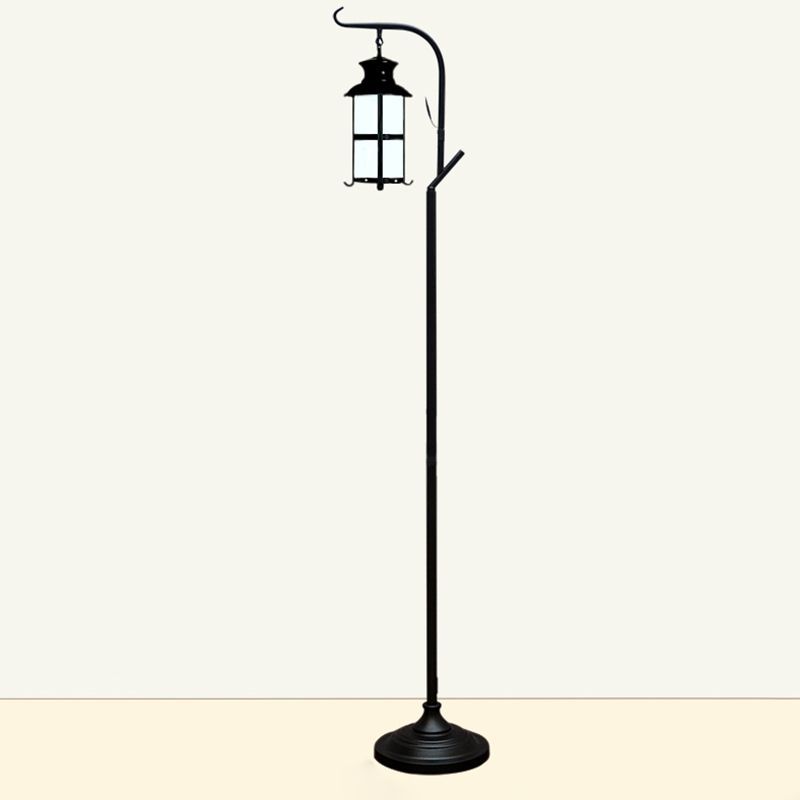 Black Alessio Retro Lantern Floor Lamp