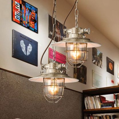 Alessio Industrial Metal Glass Pendant Light Bedroom