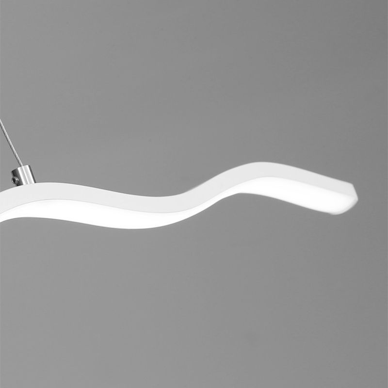 Louise Wave Linear Pendant Light - White LED Lighting