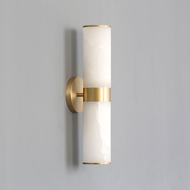 Modern brass and stone wall sconce