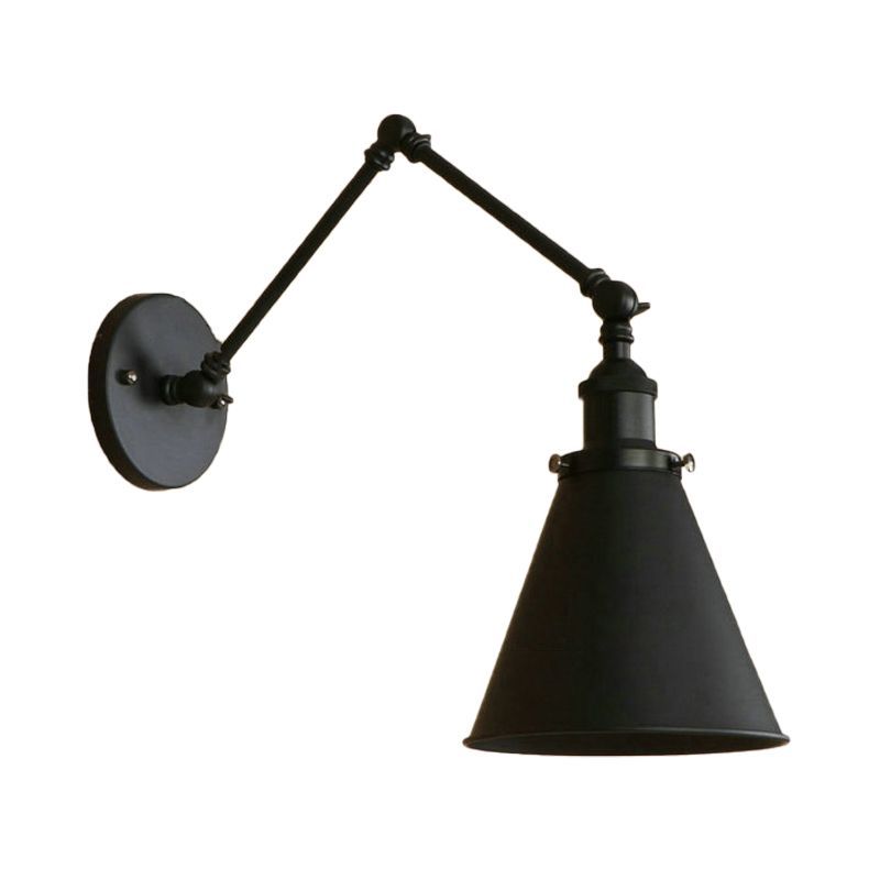 Black Brady Vintage Adjustable Metal Wall Lamp