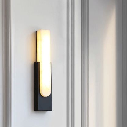 Modern Chan Wall Sconce, Stone and Metal Lighting Fixture