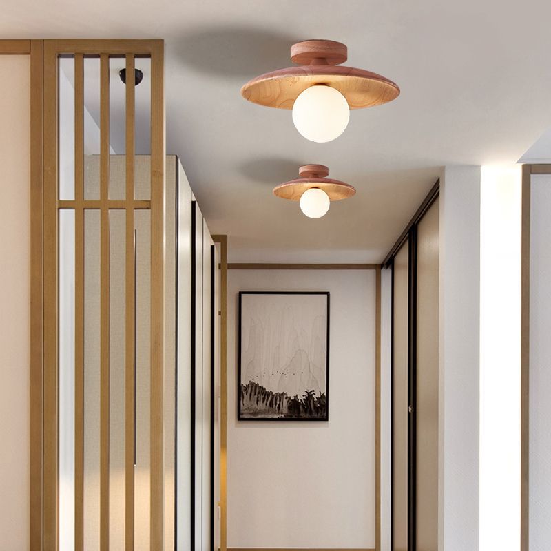 Modern round ceiling lights in hallway