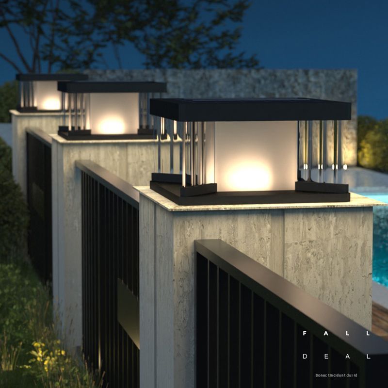Riley LED Metal Outdoor Pillar Light on Fence