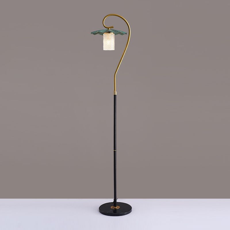Carins Retro Lotus Floor Lamp - Green Lampshade