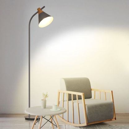 Gray Morandi floor lamp, metal shade. Bedroom and living room lighting