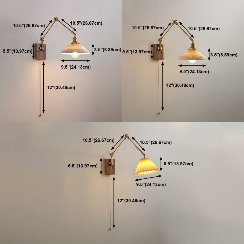 Ozawa Wall Lamp dimensions: adjustable folding metal arm