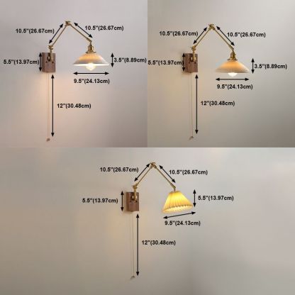 Ozawa Wall Lamp dimensions: adjustable folding metal arm