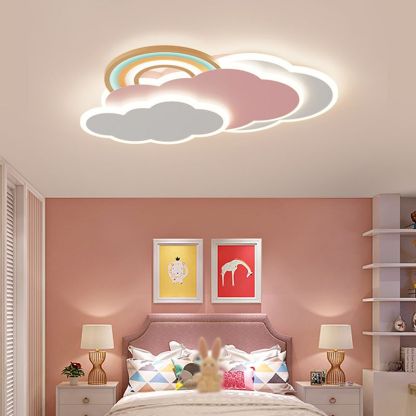 Cloud Rainbow Ceiling Light in Kids Bedroom Minori Modern Cloud Rainbow Metal Acrylic Children Flush Mount Ceiling Light