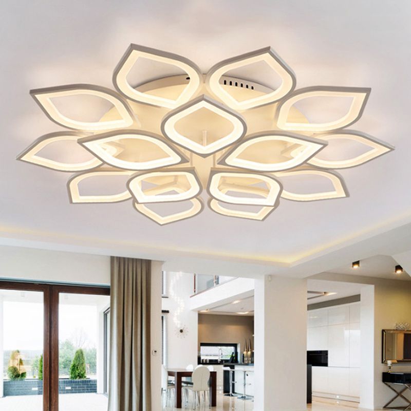 Modern flower-shaped flush mount ceiling light in living room