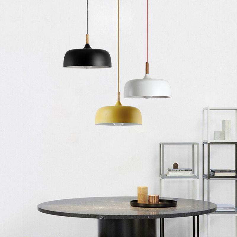 Modern Leilani pendant lights in black, yellow and white.