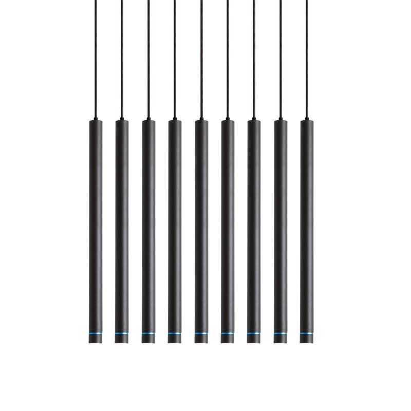 Black Edge Cylinder Pendant Lights, set of eight.