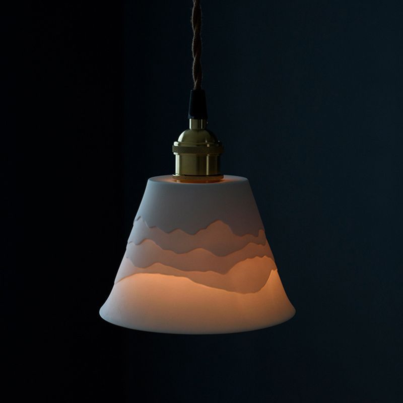 Lottie Cone Pendant Light, ceramic lampshade, warm light