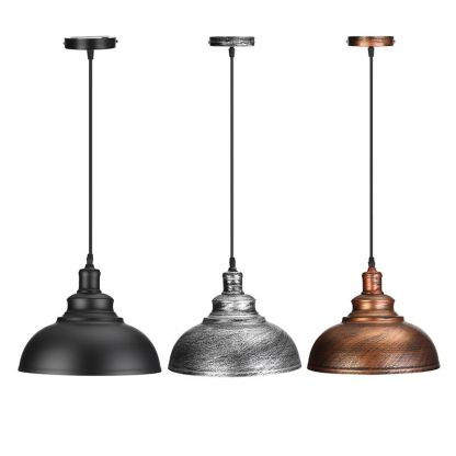 Cooley pendant lights: black, silver, copper industrial domes.