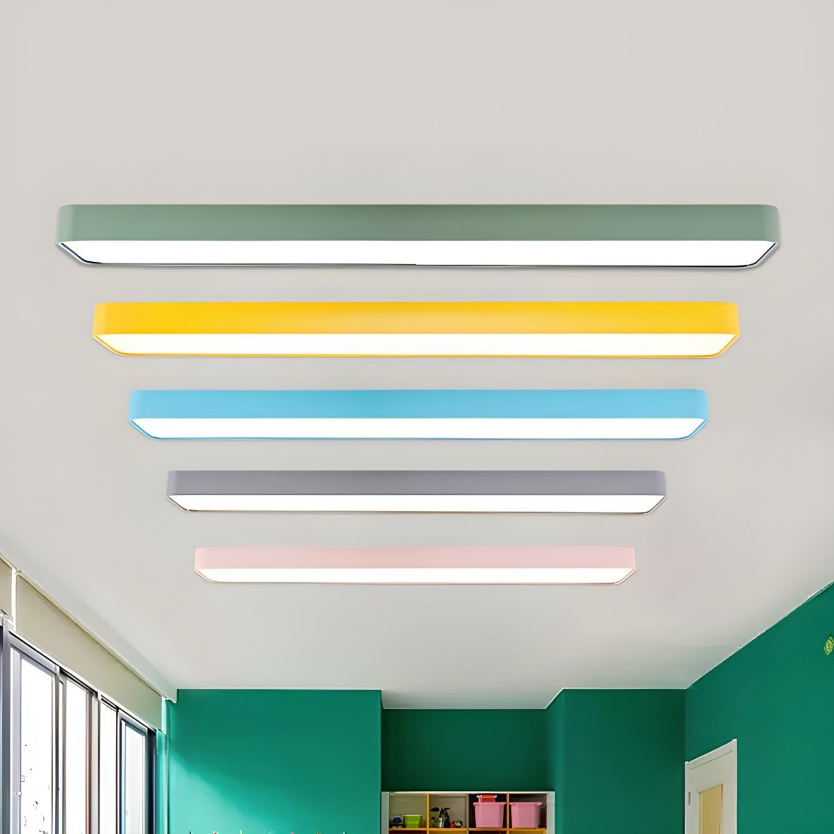 Colorful Edge Linear Ceiling Lights for Children's Bedroom